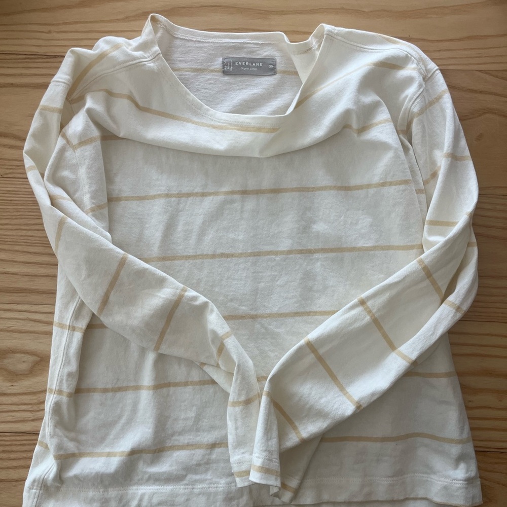 Everlane wide neck long sleeve white and cream XS